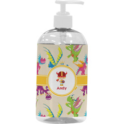 Dragons Plastic Soap / Lotion Dispenser (16 oz - Large - White) (Personalized)
