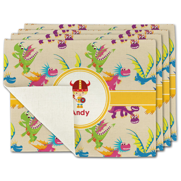 Custom Dragons Single-Sided Linen Placemat - Set of 4 w/ Name or Text