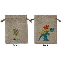 Dragons Medium Burlap Gift Bag - Front & Back (Personalized)