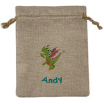 Dragons Medium Burlap Gift Bag - Front (Personalized)
