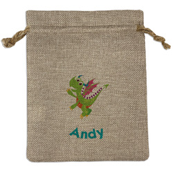 Dragons Medium Burlap Gift Bag - Front (Personalized)