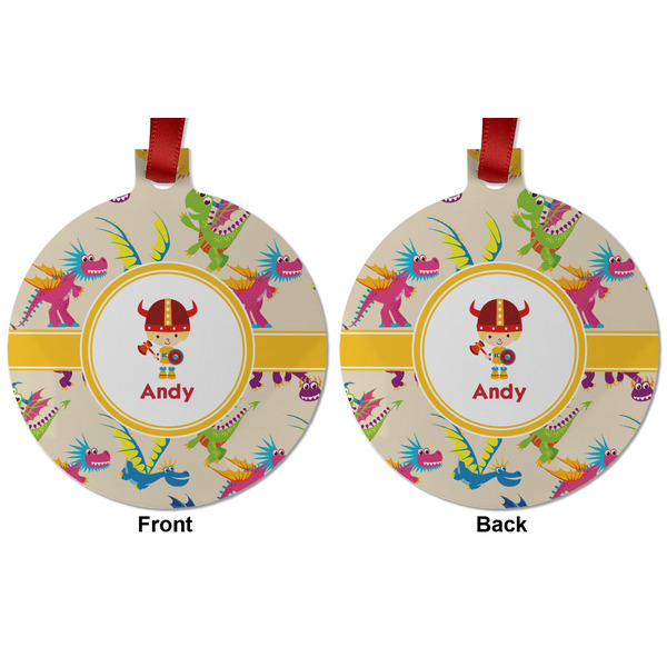 Dragons Metal Ball Ornament - Front and Back