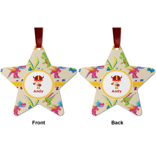 Dragons Metal Star Ornament - Front and Back