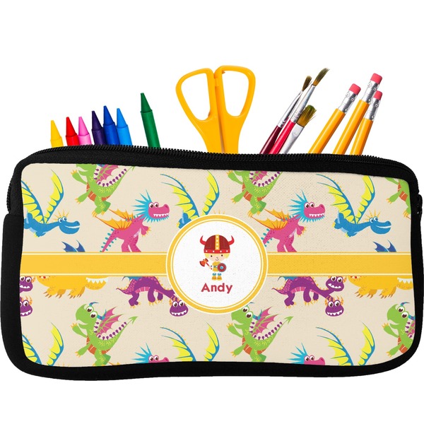 Custom Dragons Neoprene Pencil Case - Small w/ Name or Text