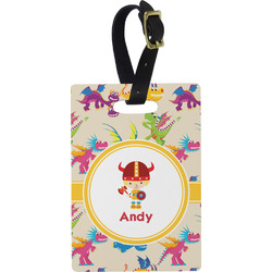 Dragons Plastic Luggage Tag - Rectangular w/ Name or Text