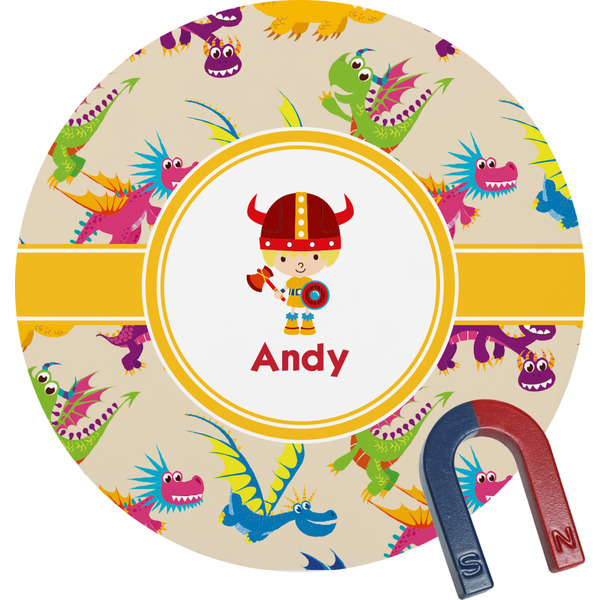 Custom Dragons Round Fridge Magnet (Personalized)