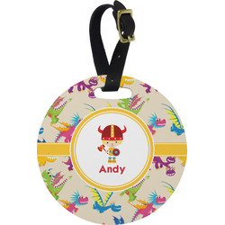 Dragons Plastic Luggage Tag - Round (Personalized)