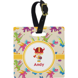 Dragons Plastic Luggage Tag - Square w/ Name or Text