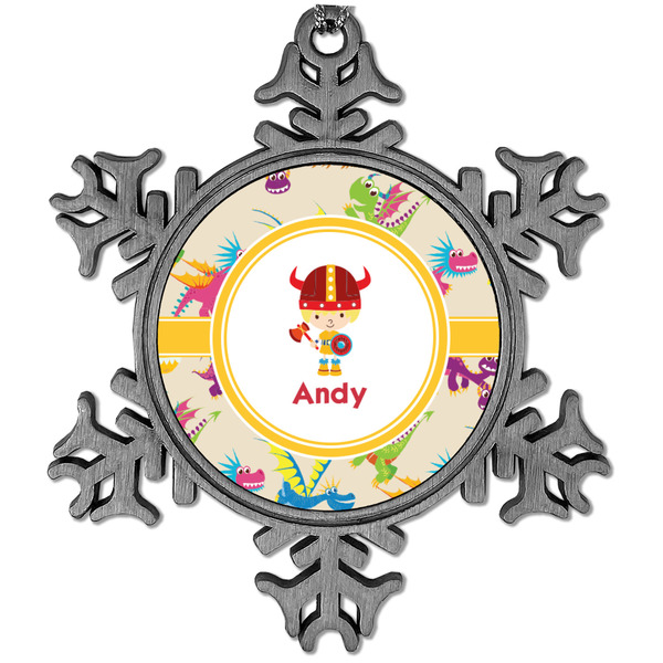 Custom Dragons Vintage Snowflake Ornament (Personalized)