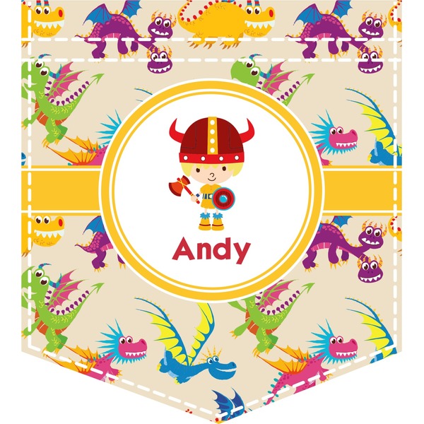 Custom Dragons Iron On Faux Pocket (Personalized)