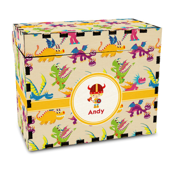 Custom Dragons Wood Recipe Box - Full Color Print (Personalized)