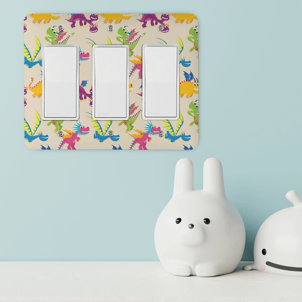 Dragons Rocker Light Switch Covers - Triple - IN CONTEXT