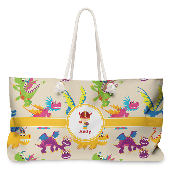 Custom Dragons Large Tote Bag with Rope Handles (Personalized)