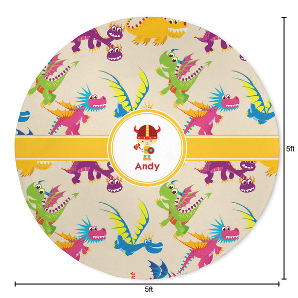 Dragons Round Area Rug - Size
