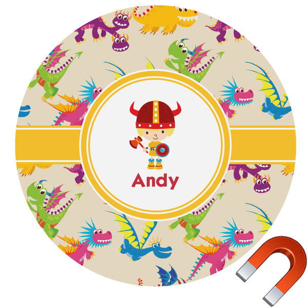 Custom Dragons Round Car Magnet - 6" (Personalized)