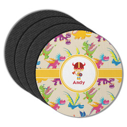 Dragons Round Rubber Backed Coasters - Set of 4 (Personalized)
