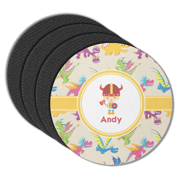 Custom Dragons Round Rubber Backed Coasters - Set of 4 (Personalized)