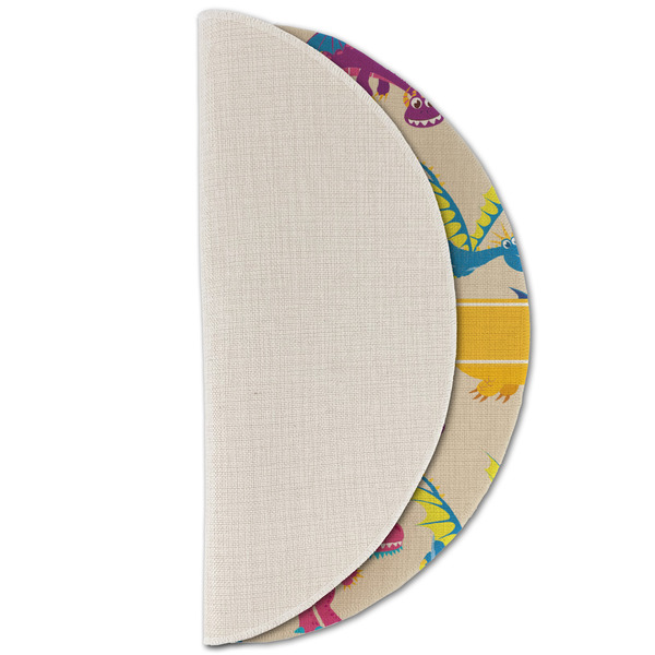 Dragons Round Linen Placemats - HALF FOLDED (single sided)