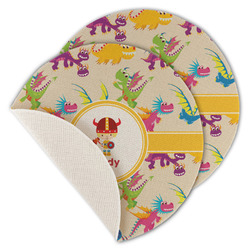 Dragons Round Linen Placemat - Single Sided - Set of 4 (Personalized)