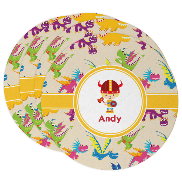 Custom Dragons Round Paper Coasters w/ Name or Text