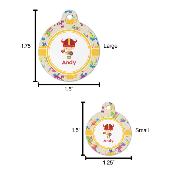 Dragons Round Pet ID Tag - Large - Comparison Scale