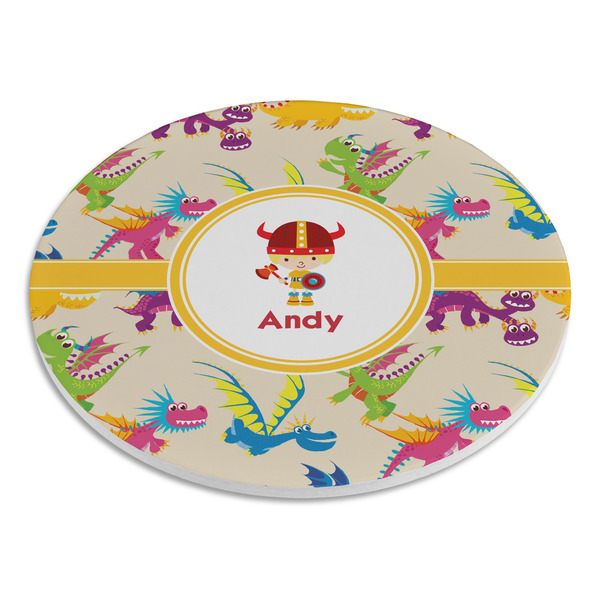 Dragons Round Stone Trivet - Angle View