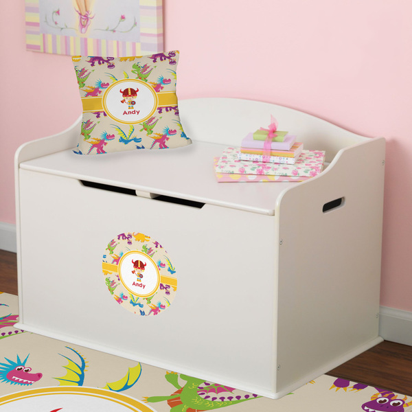 Dragons Round Wall Decal on Toy Chest