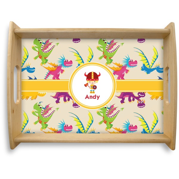 Custom Dragons Natural Wooden Tray - Large (Personalized)