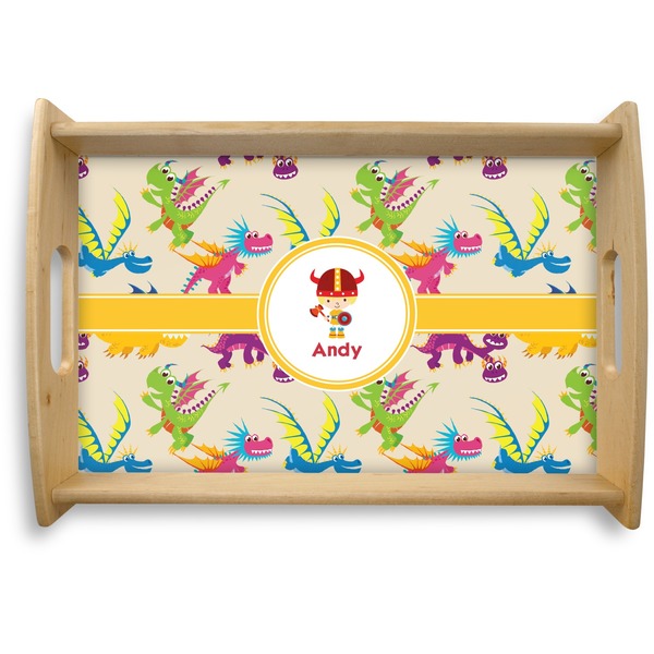 Custom Dragons Natural Wooden Tray - Small (Personalized)