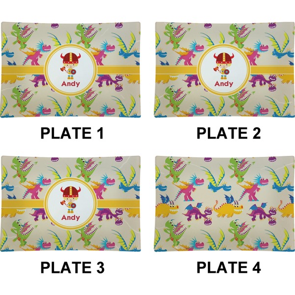Dragons Set of Rectangular Appetizer / Dessert Plates (Approval)