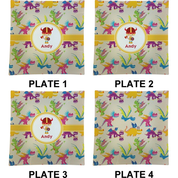 Dragons Set of Square Dinner Plates (Approval)