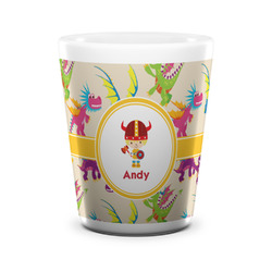 Dragons Ceramic Shot Glass - 1.5 oz - White - Single (Personalized)
