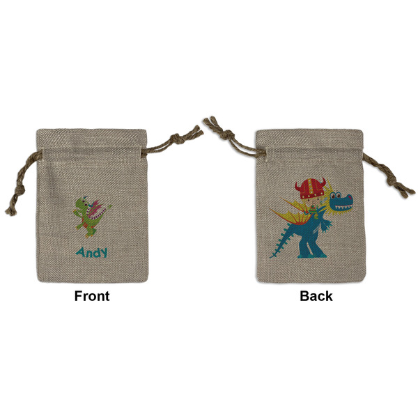 Custom Dragons Small Burlap Gift Bag - Front & Back (Personalized)