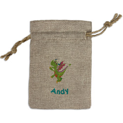 Dragons Small Burlap Gift Bag - Front (Personalized)