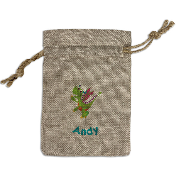 Dragons Small Burlap Gift Bag - Front