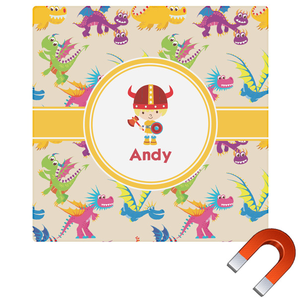 Custom Dragons Square Car Magnet - 6" (Personalized)
