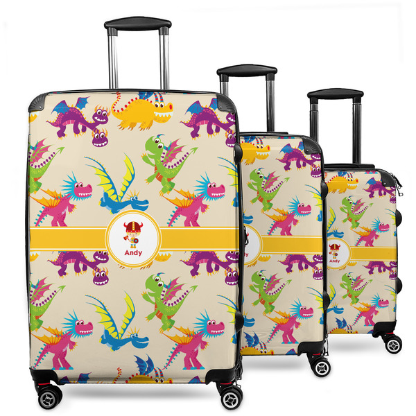 Custom Dragons 3 Piece Luggage Set - 20" Carry On, 24" Medium Checked, 28" Large Checked (Personalized)