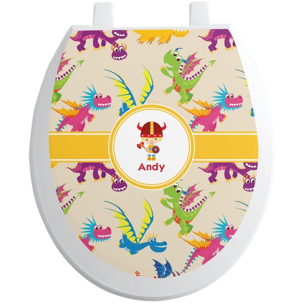 Custom Dragons Toilet Seat Decal - Round (Personalized)