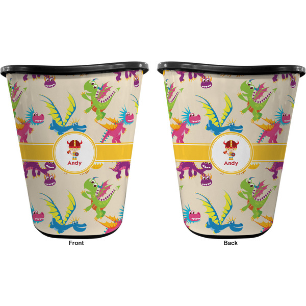Dragons Trash Can Black - Front and Back - Apvl