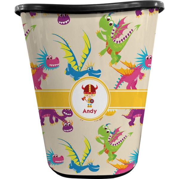 Custom Dragons Waste Basket - Double Sided (Black) (Personalized)