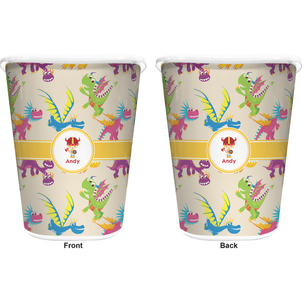 Dragons Trash Can White - Front and Back - Apvl