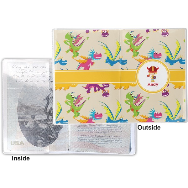 Dragons Vinyl Passport Holder - Flat Front and Back