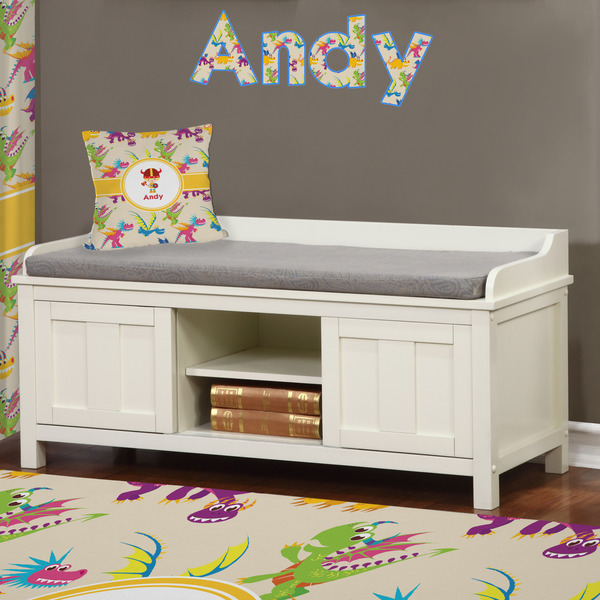 Dragons Wall Name Decal Above Storage bench