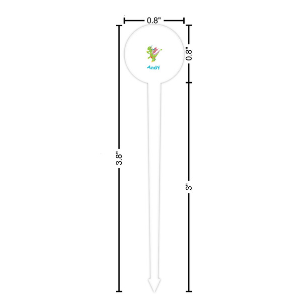 Dragons White Plastic 4" Food Pick - Round - Dimensions