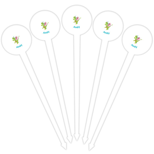 Dragons White Plastic 4" Food Pick - Round - Fan View