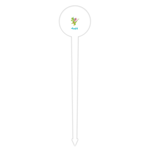 Dragons White Plastic 4" Food Pick - Round - Single Pick