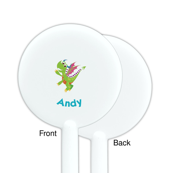 Dragons White Plastic 5.5" Stir Stick - Single Sided - Round - Front & Back