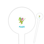 Dragons 6" Round Plastic Food Picks - White - Single Sided (Personalized)