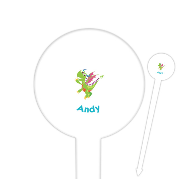 Custom Dragons 6" Round Plastic Food Picks - White - Single Sided (Personalized)