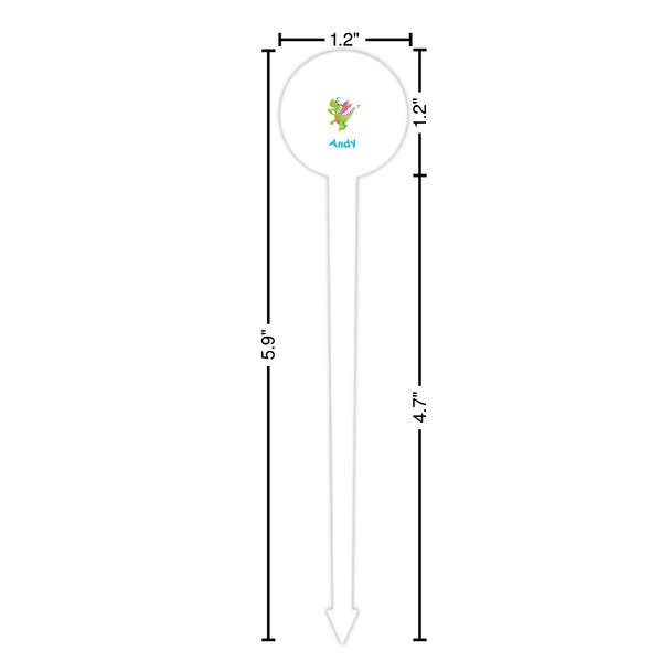 Dragons White Plastic 6" Food Pick - Round - Dimensions